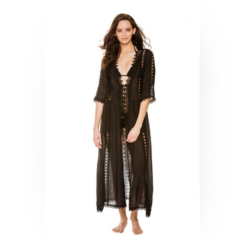Elegant Black Lace Swim Cover-Up